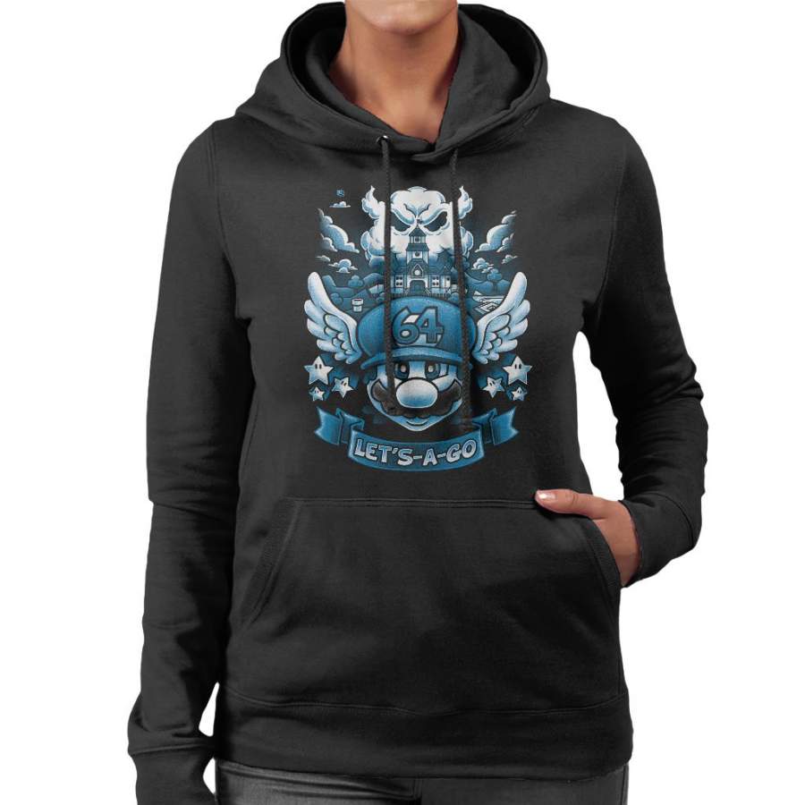 Super Mario 64 Tribute Blue Women’s Hooded Sweatshirt