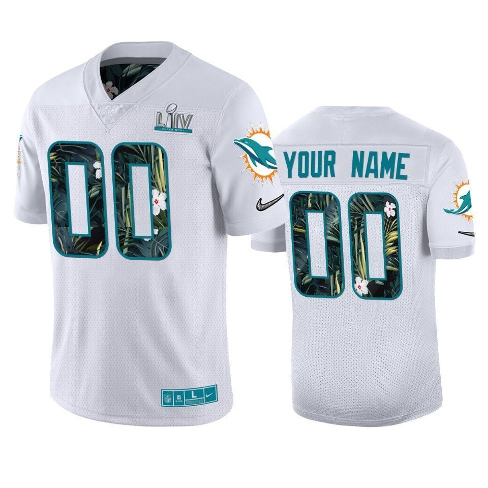 Miami Dolphins Custom White Super Bowl Liv 3D Jersey