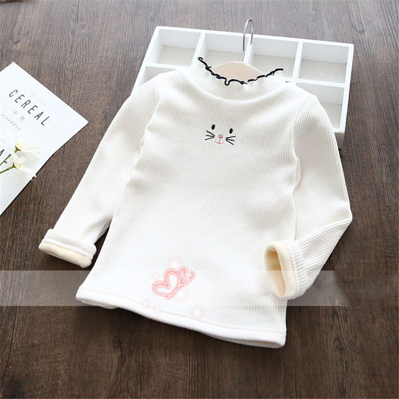 AYNIGIELL Spring Autumn 2-6 years Girls Lace Collar Long Sleeve Sweater Cartoon Embroidered Knitted Pullover alx