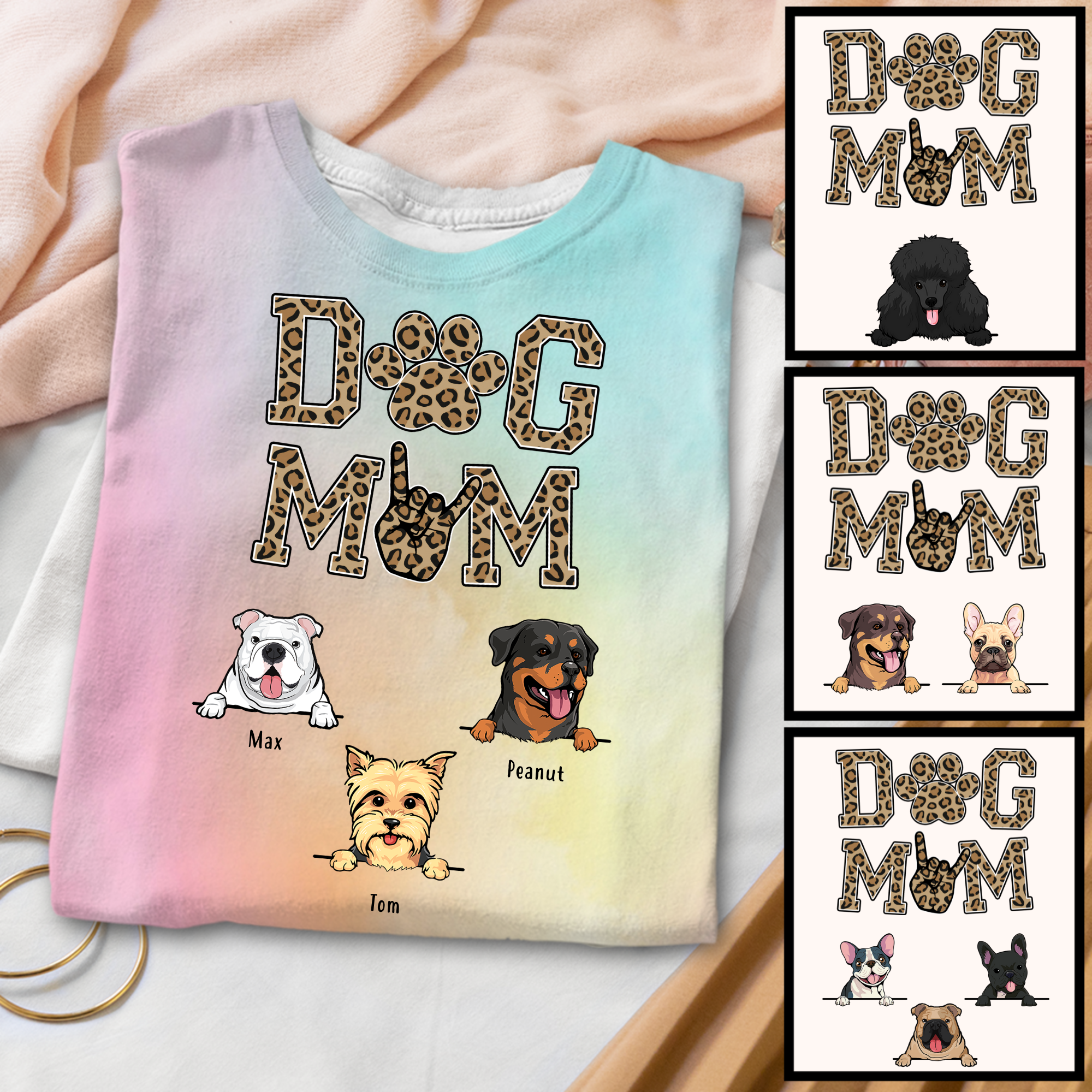 Dog Mom, Leopard, Tie Dye Shirt Tanktop Ap266