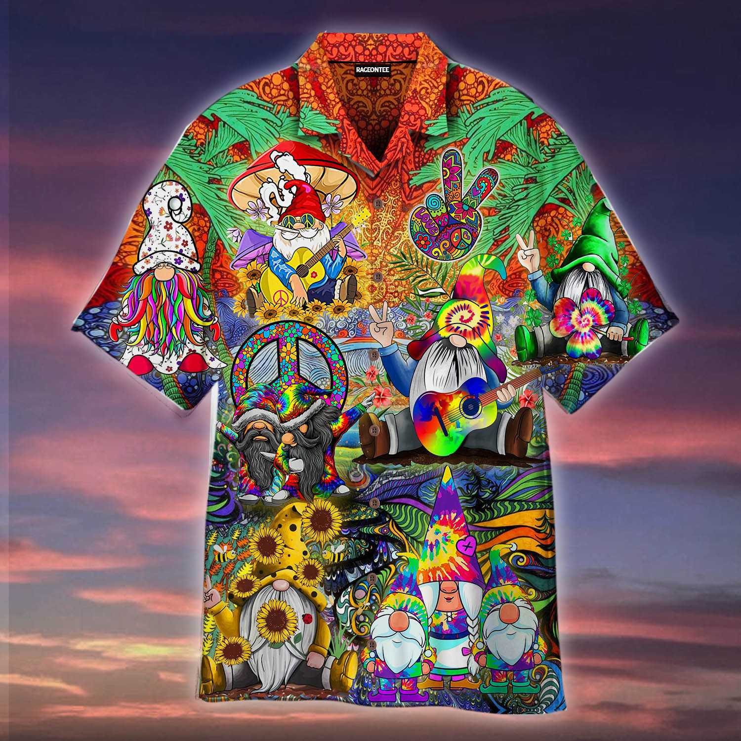 Hippies Gnome Peace Hawaii Shirt Unisex Adult Ha9382