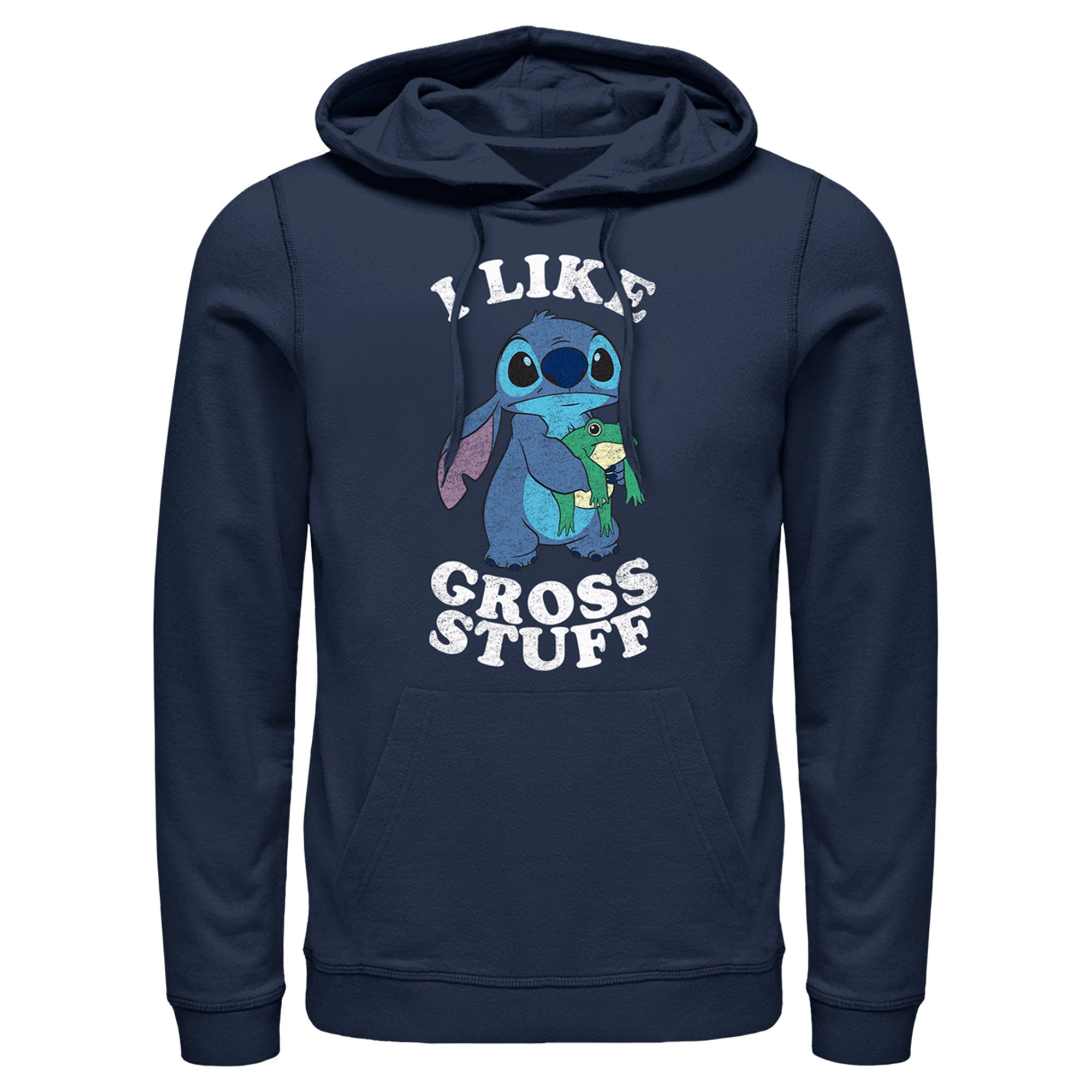 Men’S Lilo & Stitch I Like Gross Stuff Stitch Distressed Pull Over Hoodie