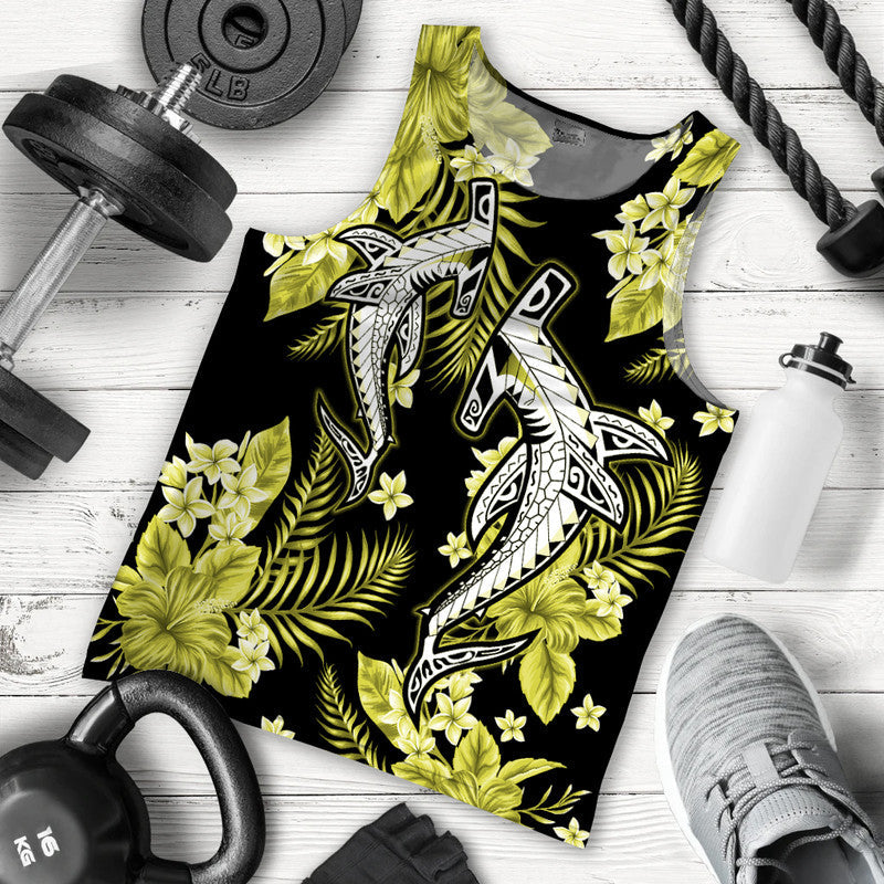 Hawaiian Summer Colorful Shark Men Tank Top Yellow Ha105774