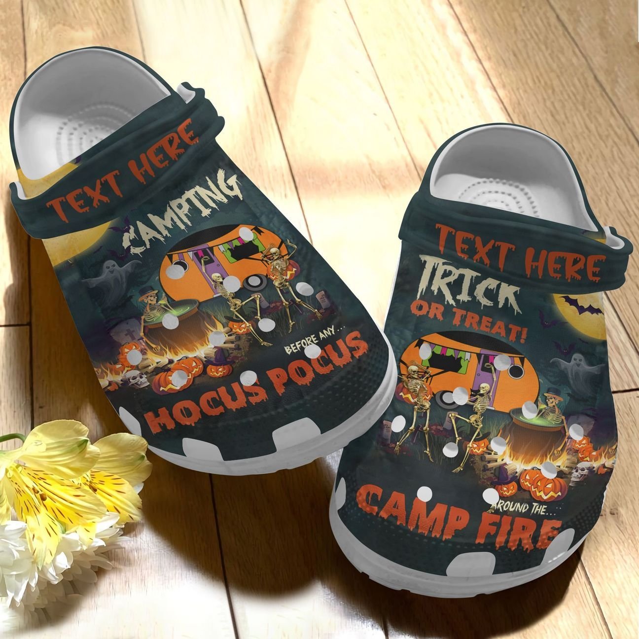 Camping Personalized Clog, Custom Name, Text, Color, Number Fashion Style For Women, Men, Kid, Print 3D Halloween Campers