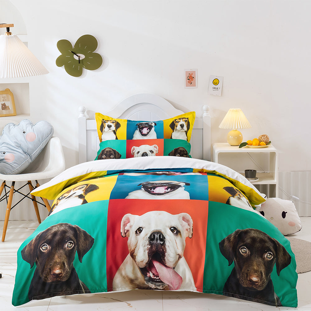 3D Colored Animal Dog Quilt Cover Set Bedding Set Duvet Cover Pillowcases 249