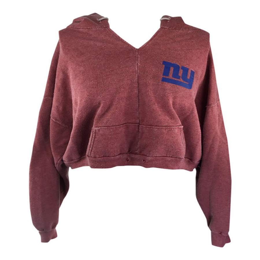 ReMade In The USA New York Giants Crop Hooded Sweatshirt S0016