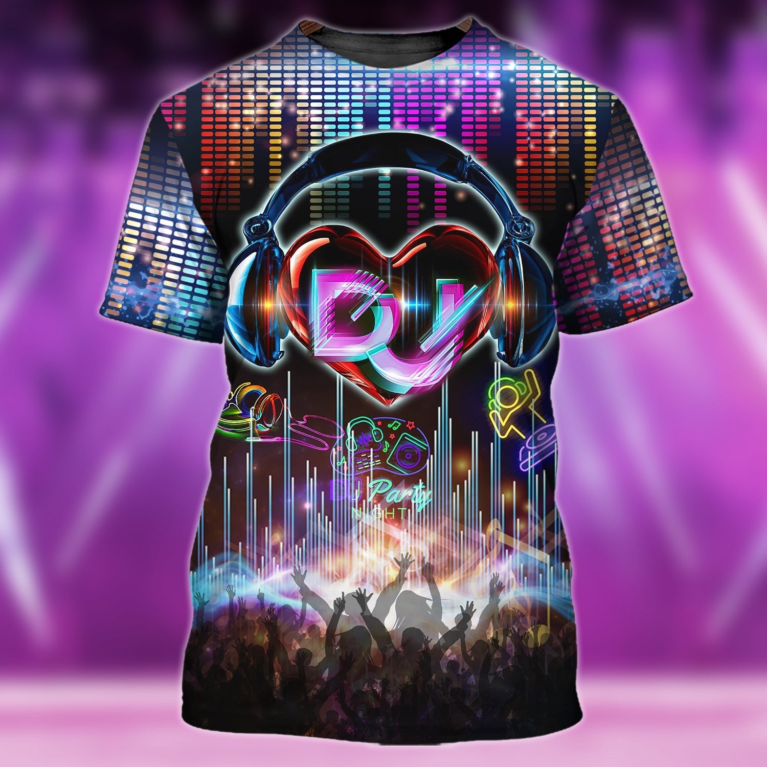 3D All Over Print Dj Neon Night Club T Shirt, Night Party Shirt For Dj, Disc Jockey Shirt