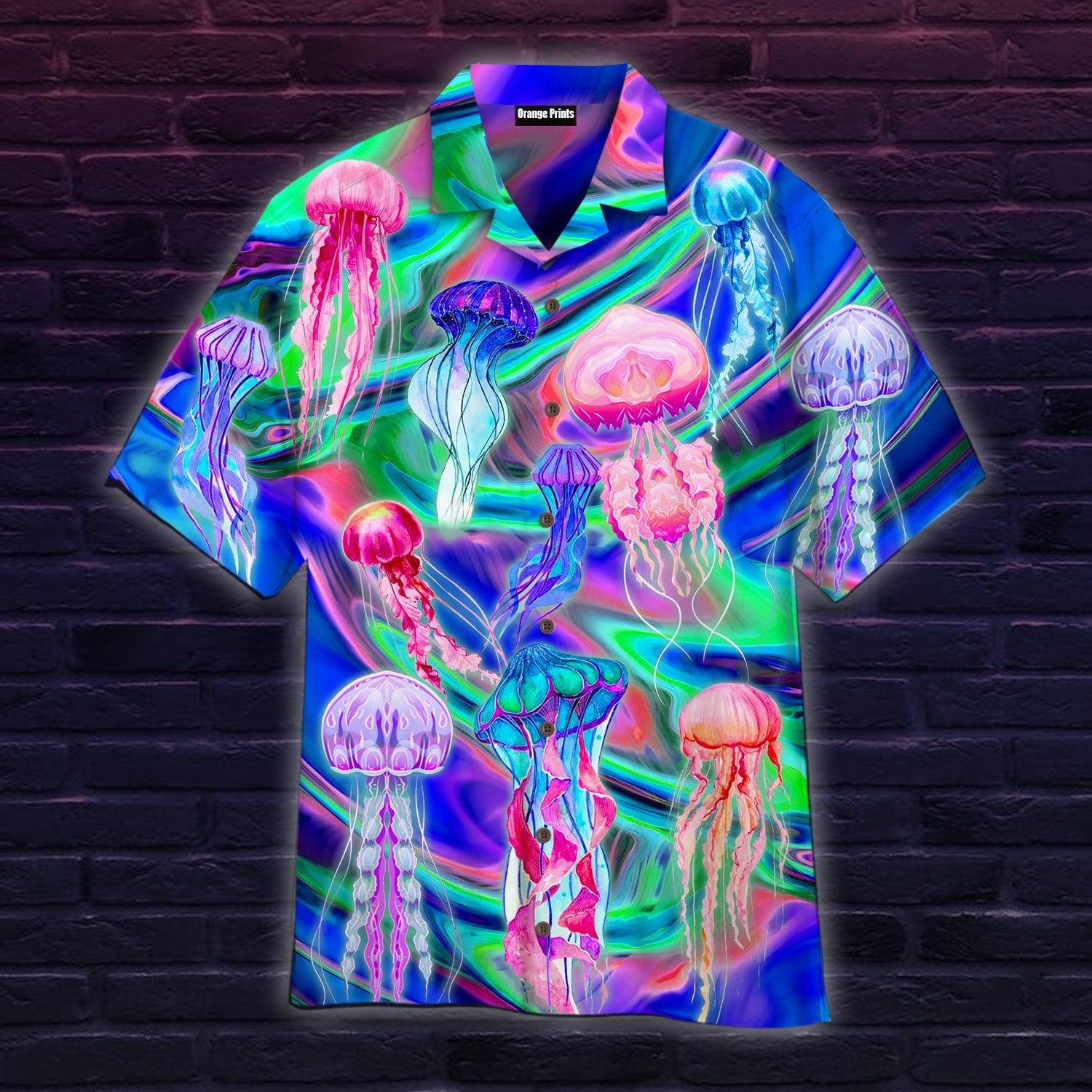 Neon Jellyfish Under The Sea Hawaii Shirt For Men Women Ha12452