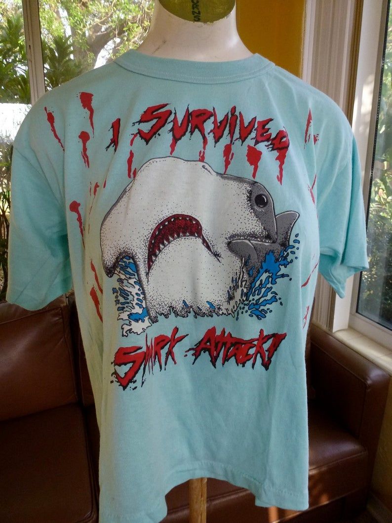 Vintage Tee   Shark Attack Survivor   1980S