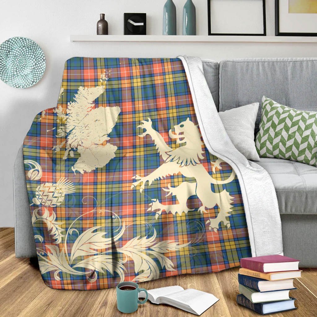 Tartan Blanket Buchan Ancient Tartan Scotland Lion Thistle Map Plaid Blanket