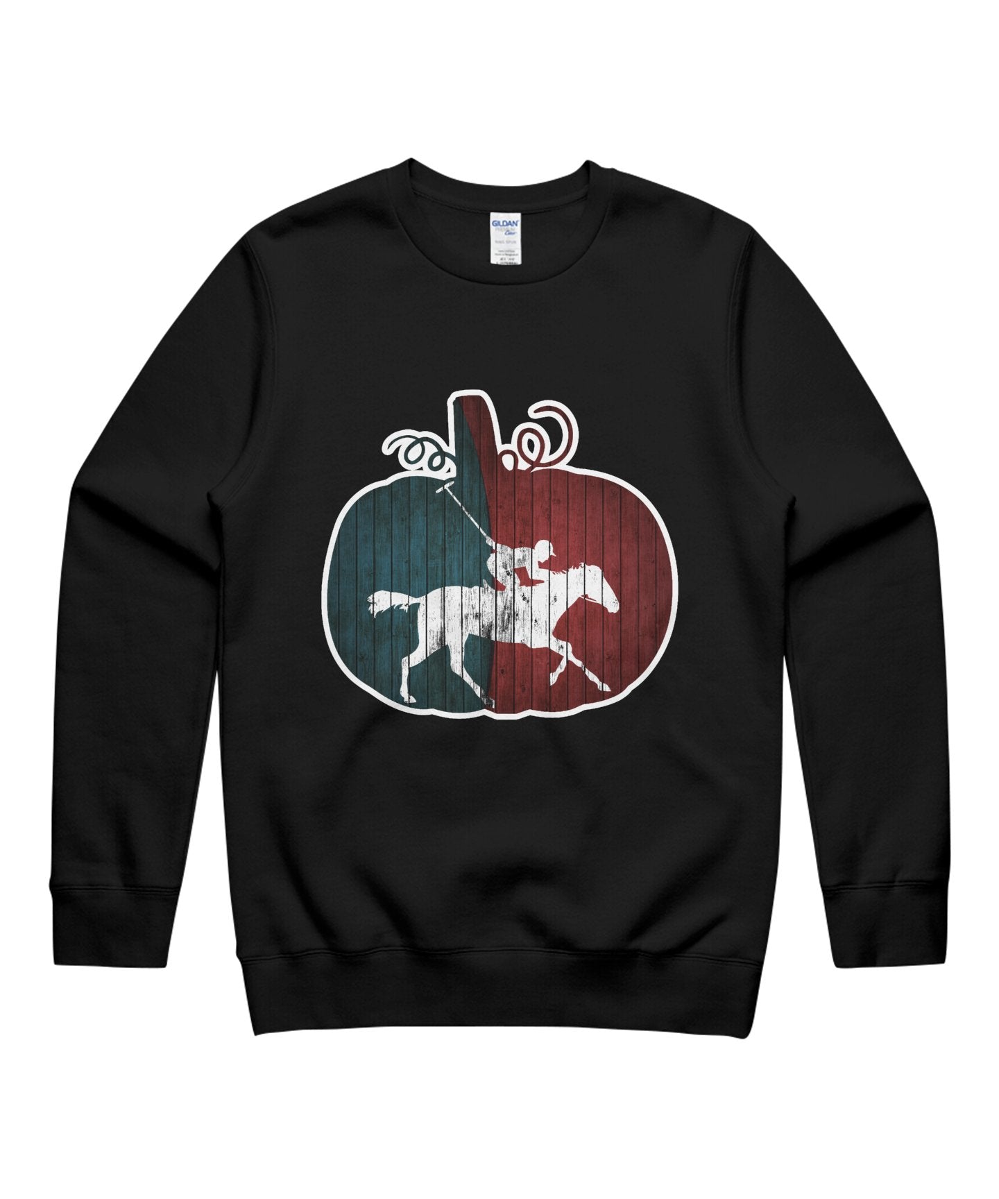 Vintage Retro Horse Riding Pumpkin Sports Fall Autumn Halloween Costume Unisex Crewneck Sweatshirt