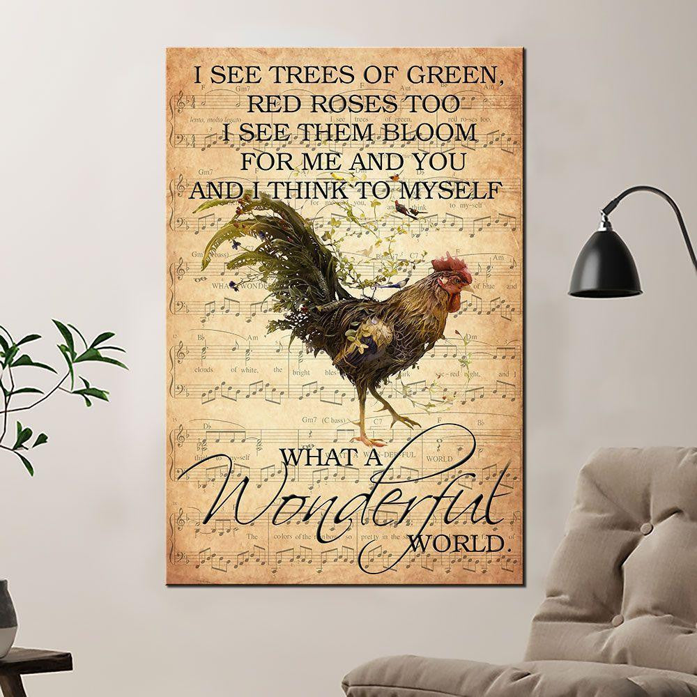 Trees Of Green Chicken Poster – What A Wonderful World Canvas Home Décor Birthday Gift For Mother – Gigo Smart