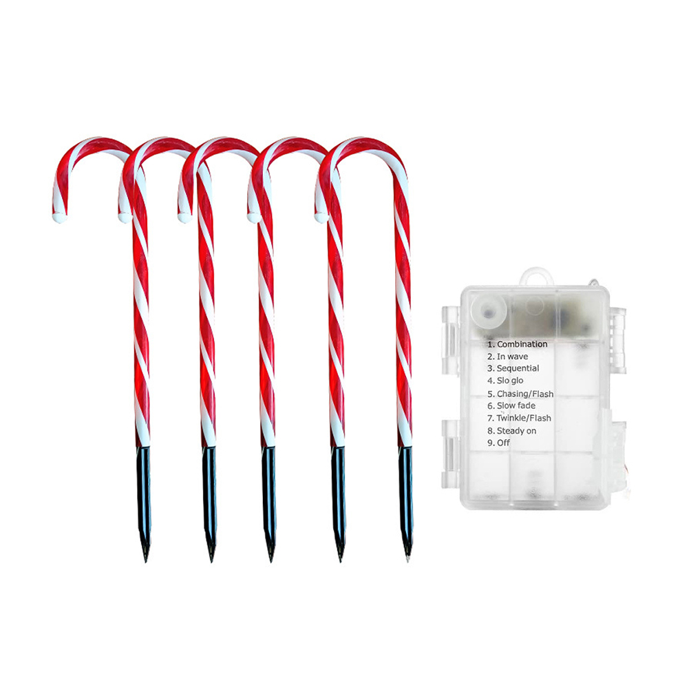 NEW Solar Power Light String Christmas Candy Cane Lights Outdoor LED Home Garden Ground Plug Crutch New Year Christmas Decor alx