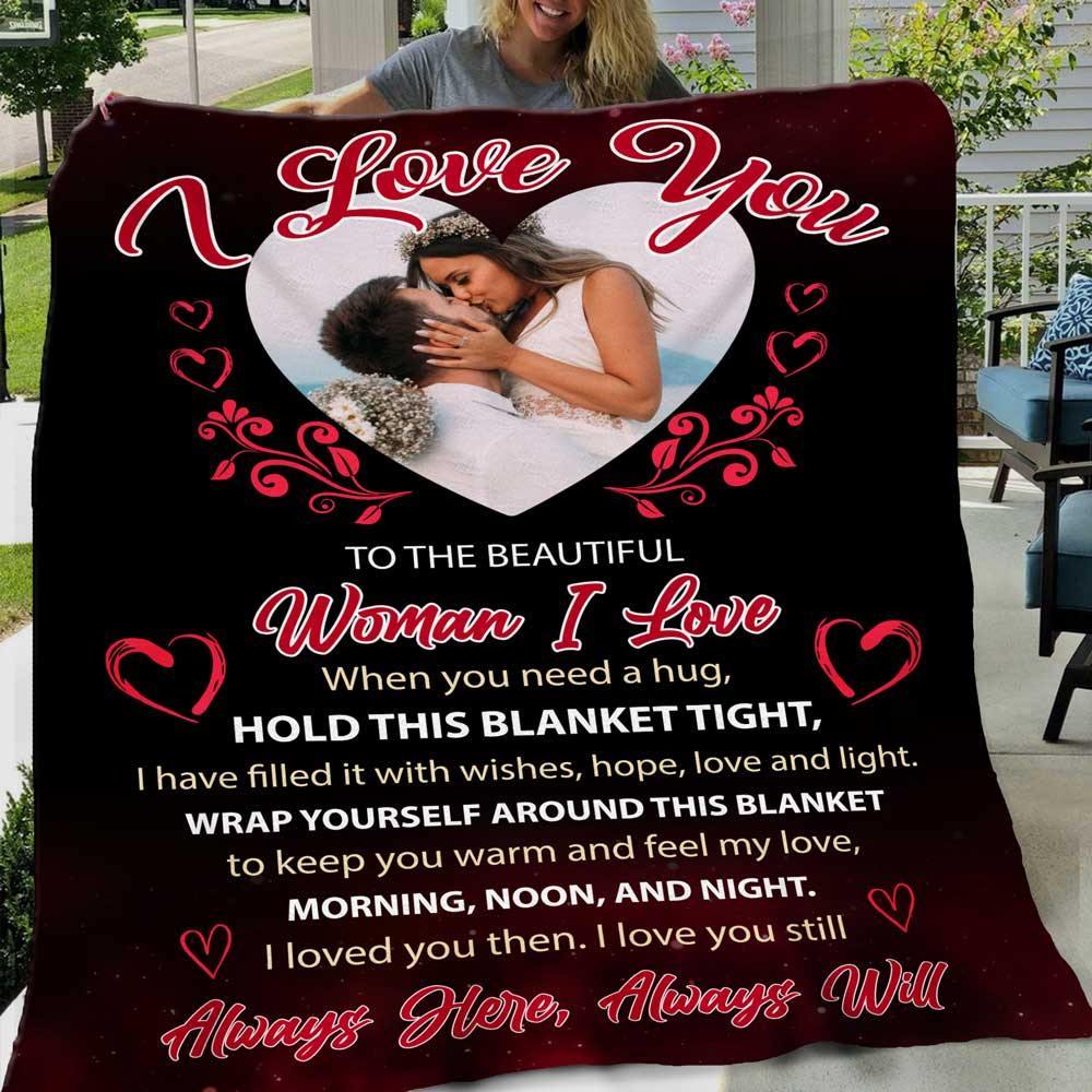 [Personalized Photo] Always Here Always Will – Gift For Couple Home Decor Gift For Family – Sherpa Blanket Fleece Blanket