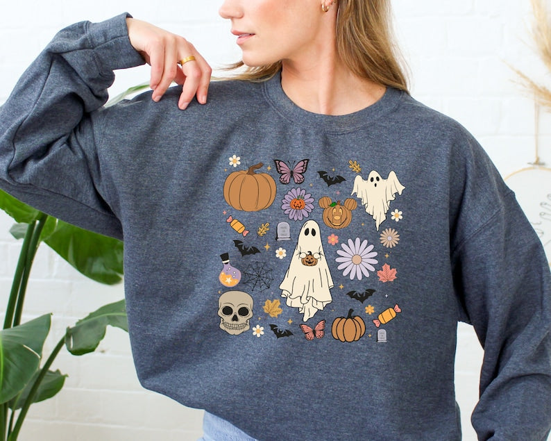 Halloween Doodles Crewneck Sweatshirt All Over Print Sweatshirt For Women Sweatshirt For Men Sws1218