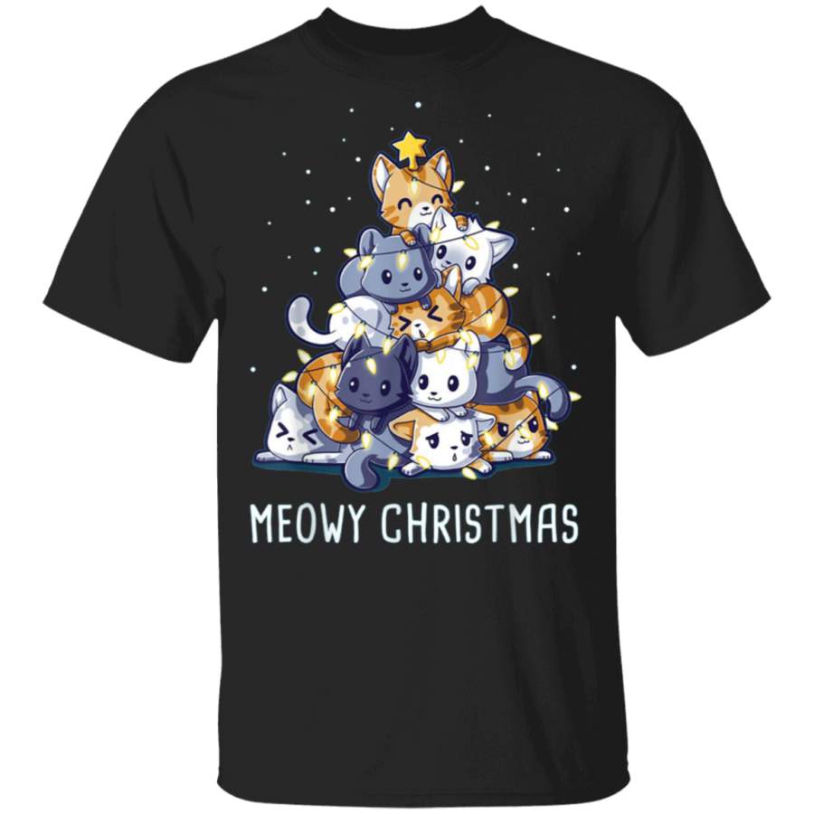 Cats Christmas Tree Meow Kitten Kitty Tree Lights Star Xmas Shirt Hoodie Shirt