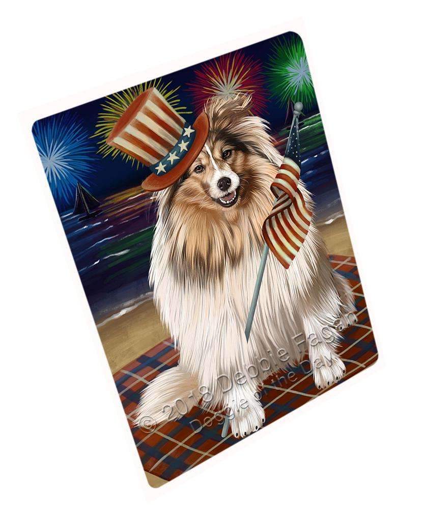 4Th Of July Independence Day Firework Shetland Sheepdog Blanket Blnkt56640 (37X57 Sherpa)