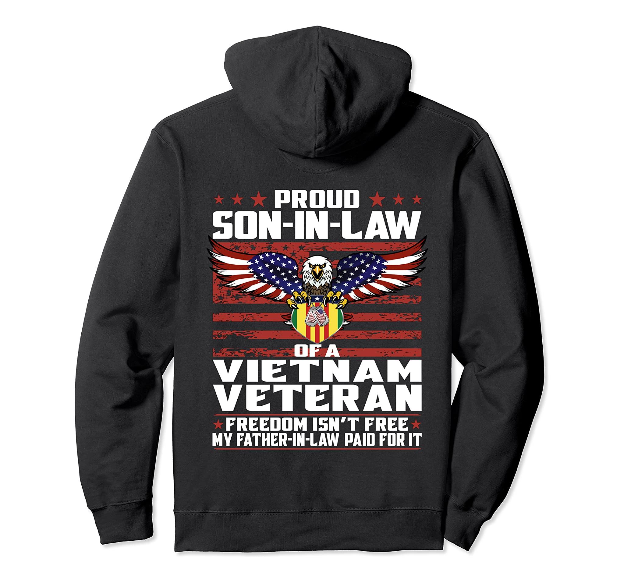 Proud Son-In-Law Of A Vietnam Veteran Ribbon Patriotic Gift Pullover Hoodie