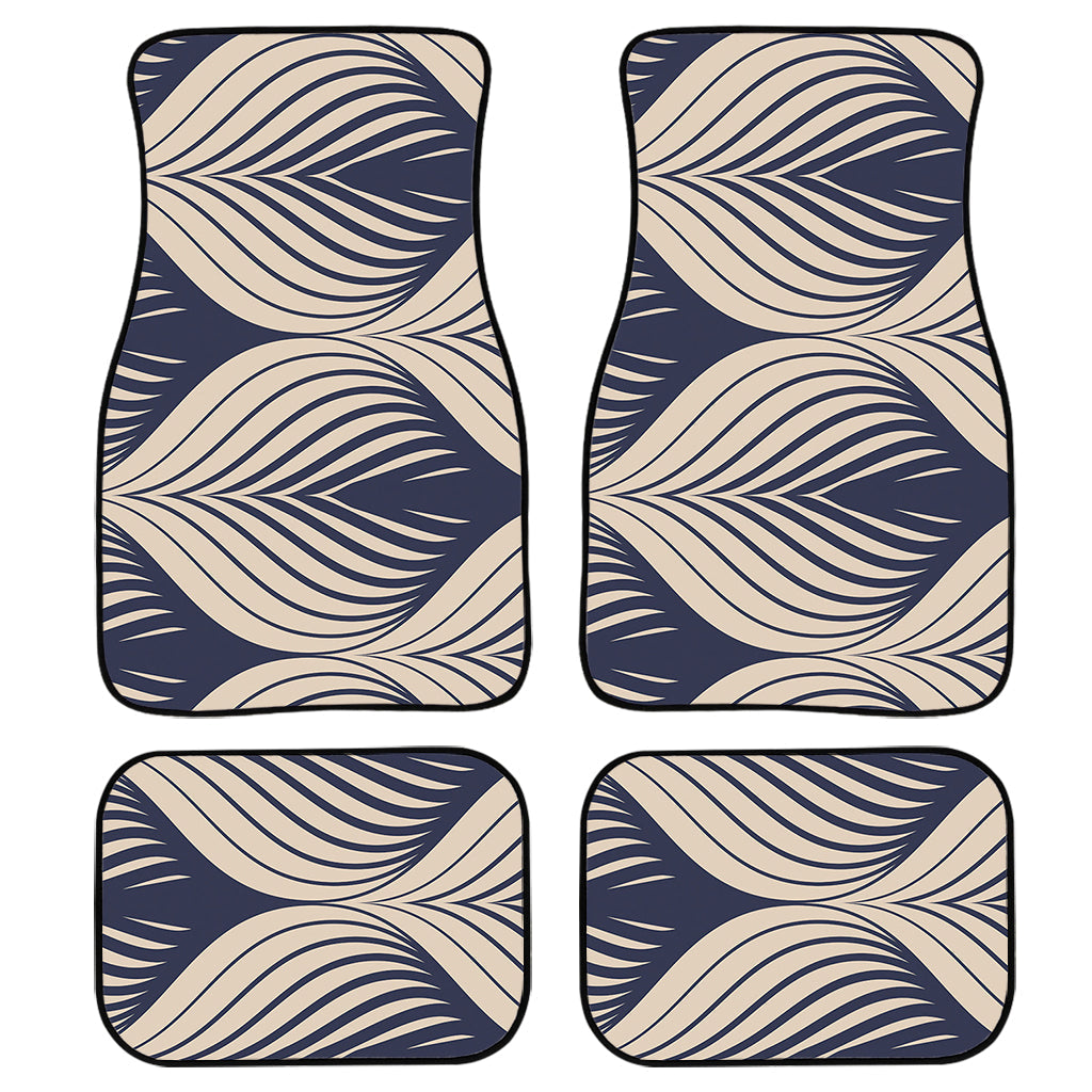 Vintage Geometric Leaf Pattern Print Front And Back Car Floor Mats, Front Car Mat