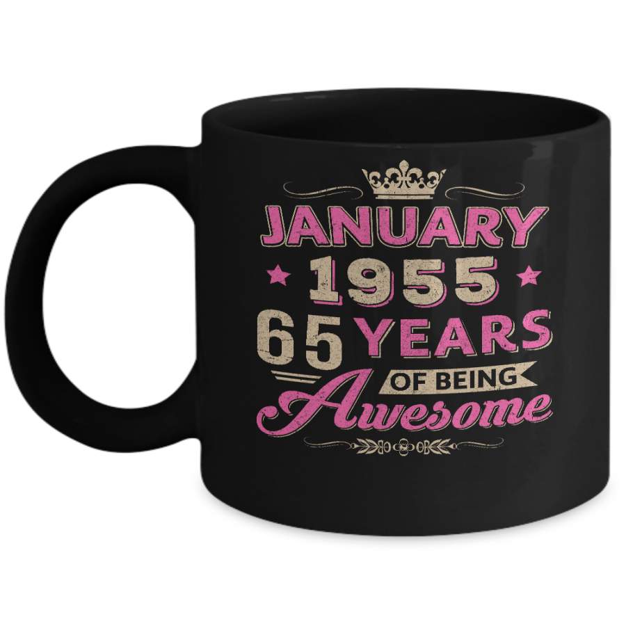 Vintage January 1955 65th Birthday Gift Being Awesome Mug