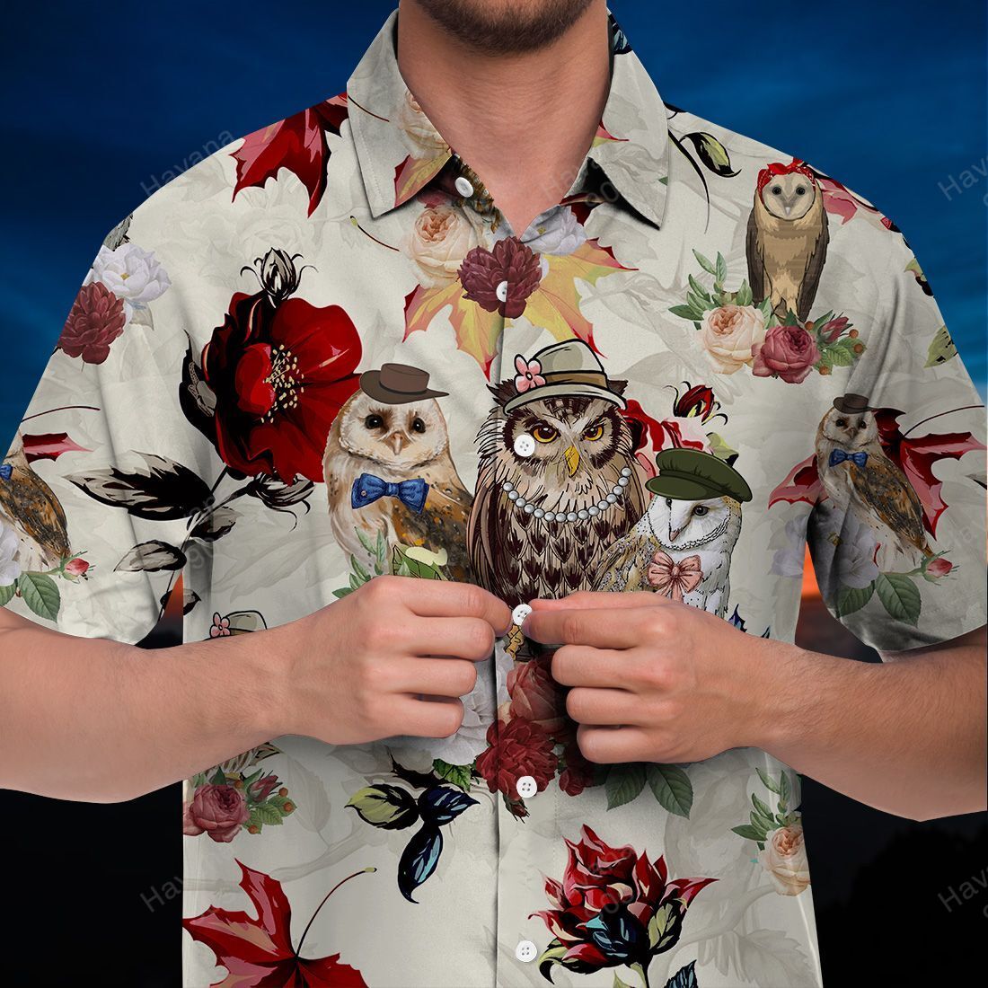 Owl Hawaii Shirt Flower Autumn Ha107782