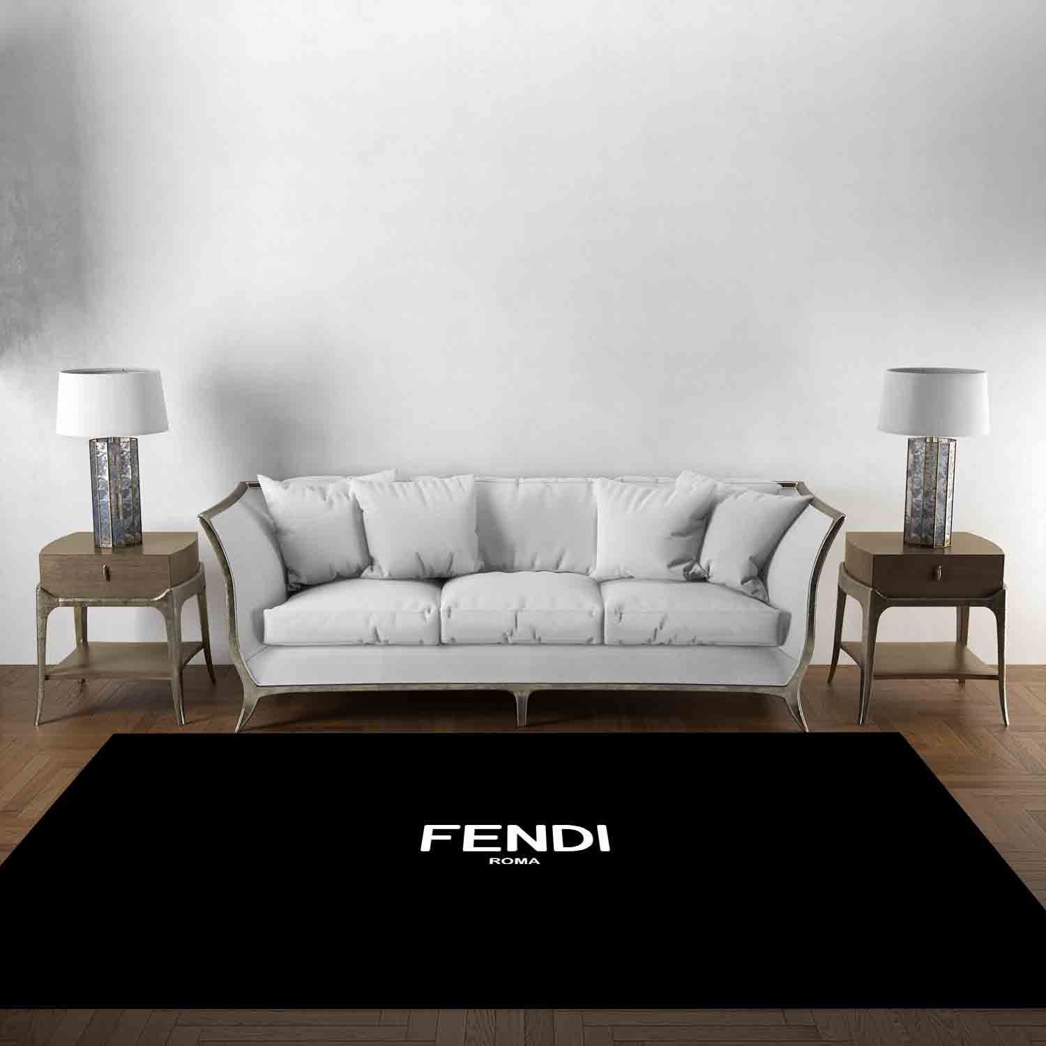 Fendi Insprired Rug, Luxury Hypebeast Living Room Carpet, Fashion Brand Floor Mat Home Decor