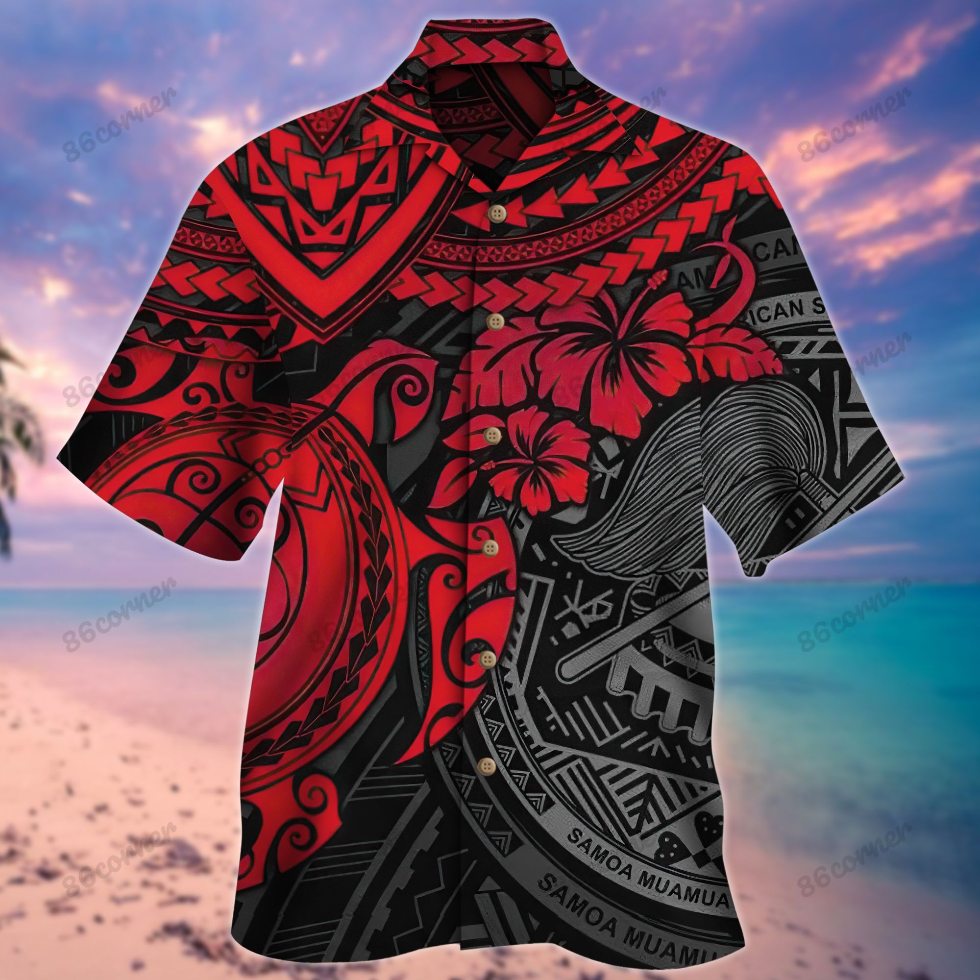 Red Turtle Samoa Hawaiian Shirt Ha25394