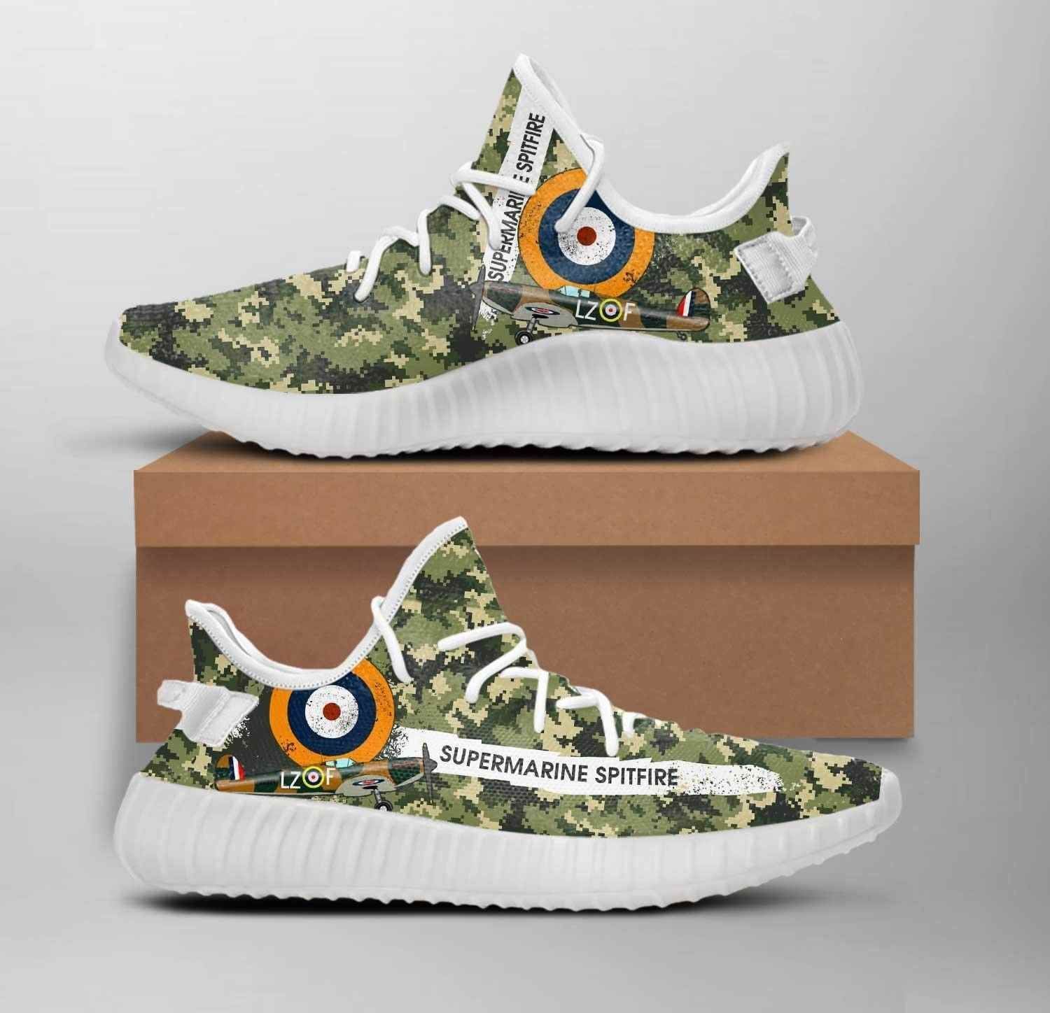 Supermarine Spitfire Art Yeezy Boost Shoes Sport Sneakers