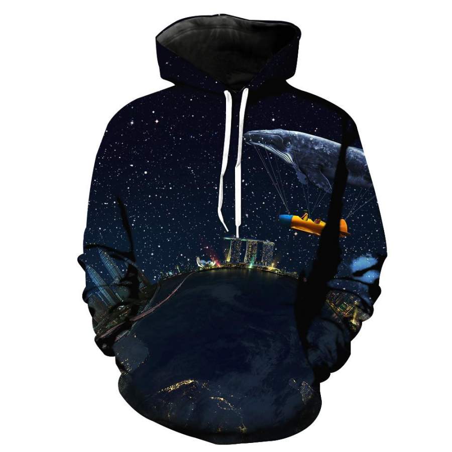 A Flying Whale Carrying A Plane Fantasy Hoodie