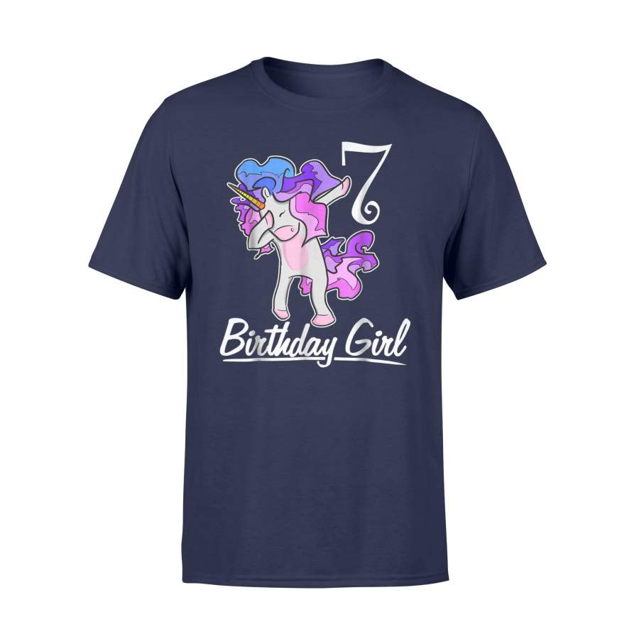 7 Year Old Birthday Girl Dabbing Unicorn 7th T Shirt