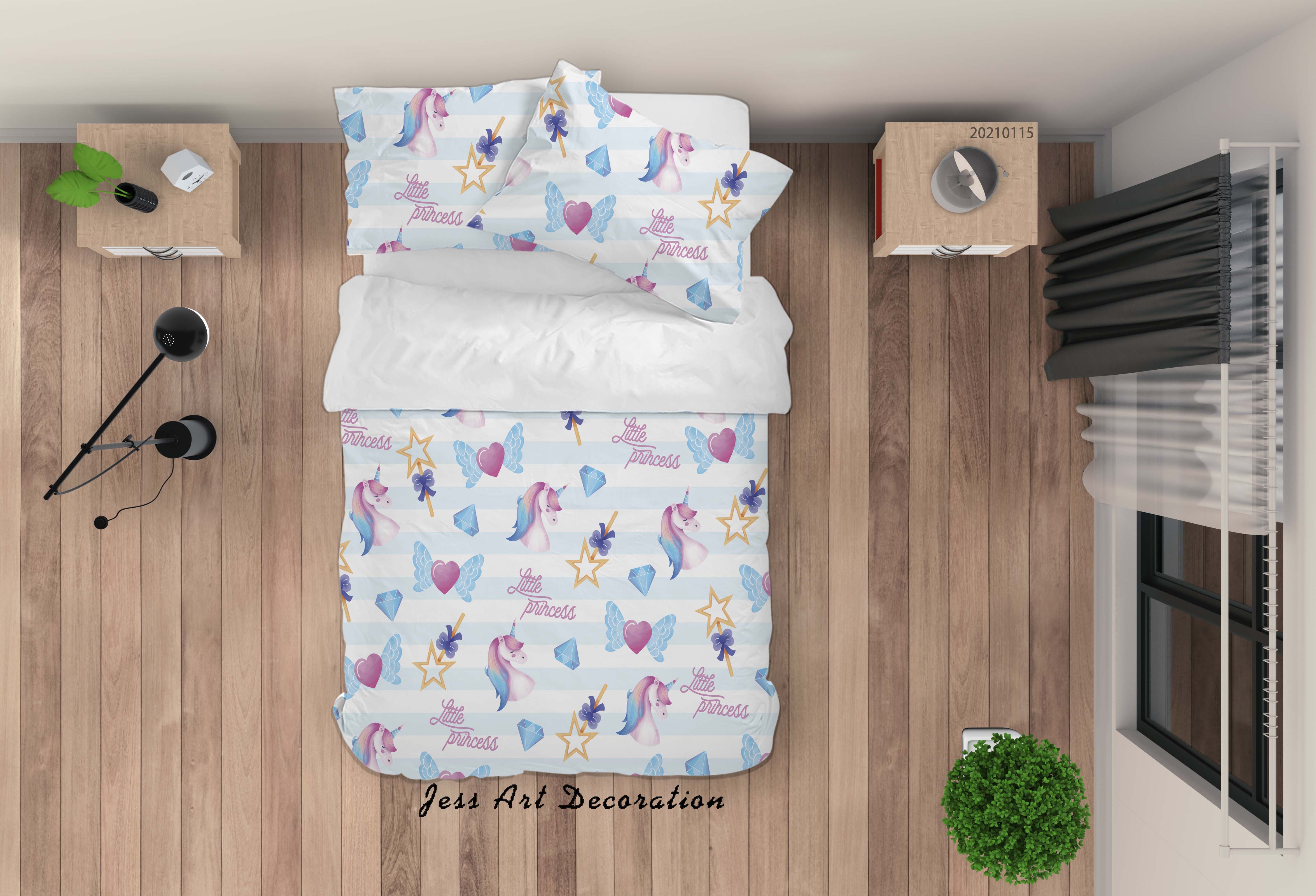 3D Hand Drawn Animal Unicorn Love Quilt Cover Set Bedding Set Duvet Cover Pillowcases 73