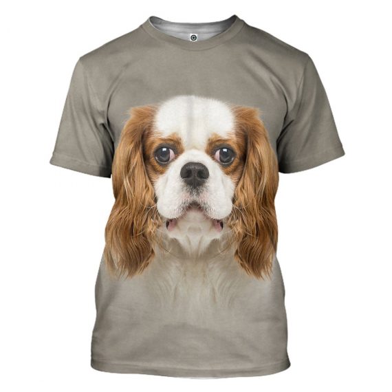 3D Cavalier King Charles Spaniel Dog All Over Print Unisex Tshirt For Dog Lovers