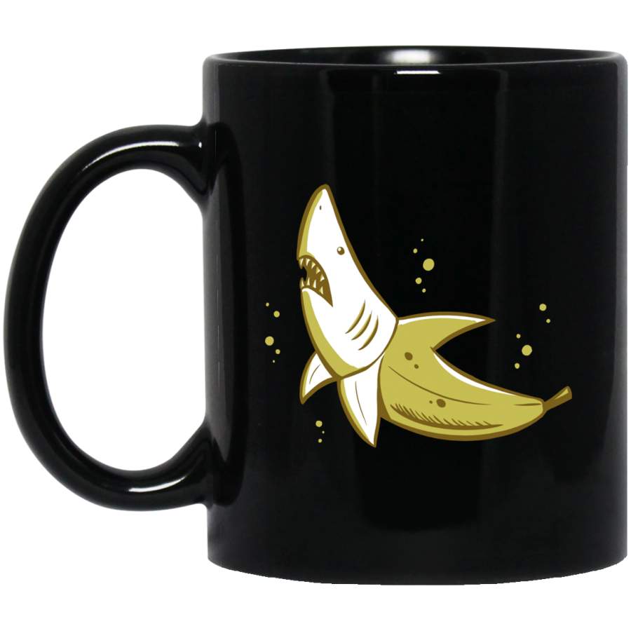 Banana Shark Funny Mug 11 oz 15 oz Black Mug