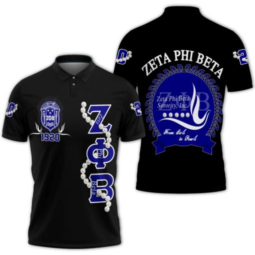 Zeta Phi Beta 1920 Soror From Girls To Pearls Black Polo Shirt All Over Print