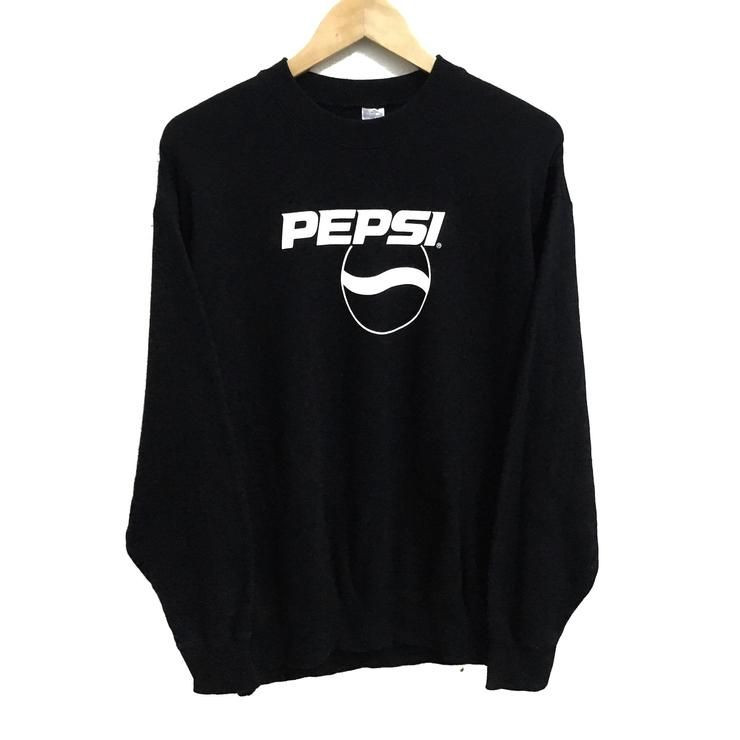 Rare Pepsi Gaz Ifi E Boisson Gros Logo Couleur Noire Collier Ras Du Cou Pulls Pull Pull Taille Moyenne Shirt