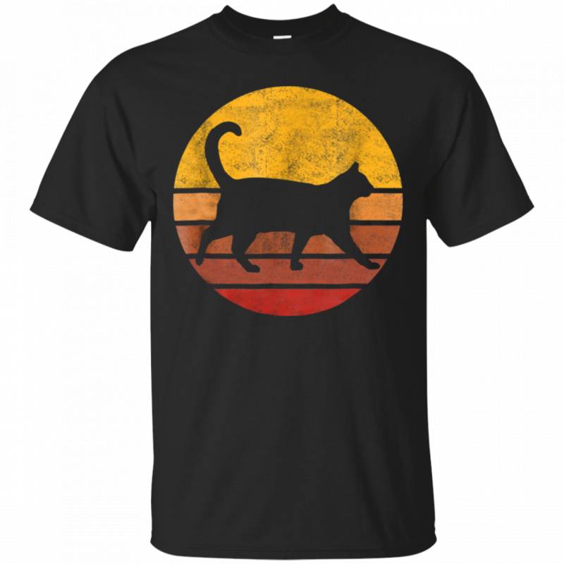 Vintage Sunset Trendy Animal Silhouette Cat T-shirt