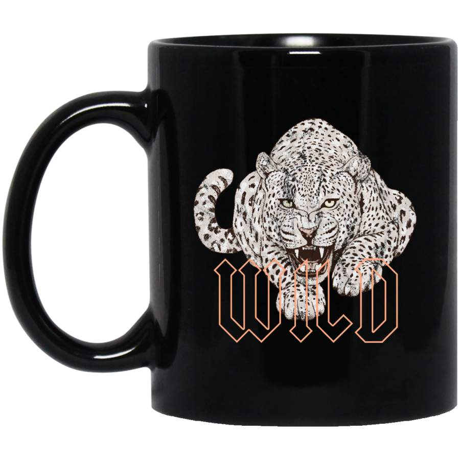 Wild Jaguar Leopard Cheetah Print Graphic Black Mug