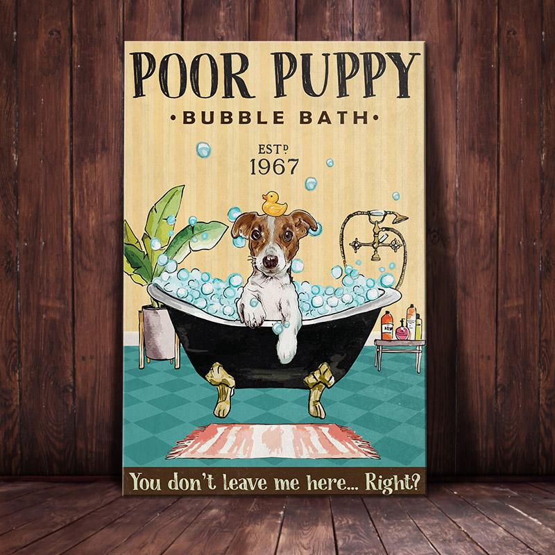 Terrier Dog Canvas And Poster Poor Puppy Bubble Bath | Art Print | Home Decor | Room Decor | Wall Art