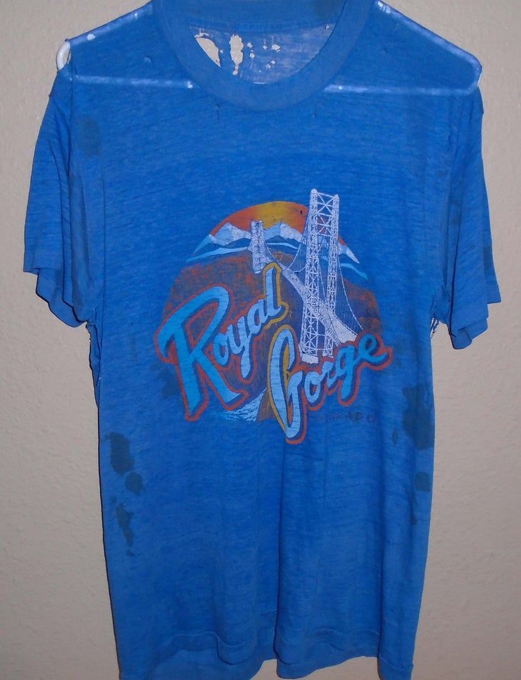 Vintage 1980S Totally Thrahsed Royal Gorge Shirt