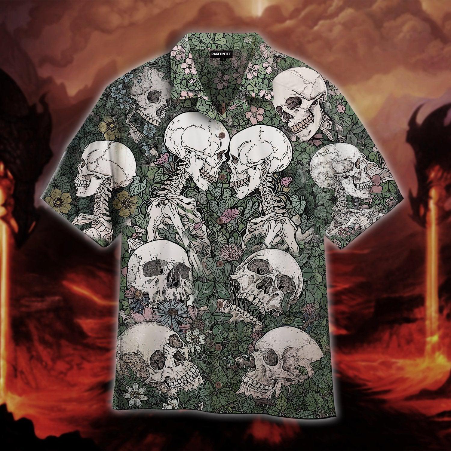 Flowers Flora Skeleton Skull Halloween Hawaii Shirt For Men And Women Ha106764