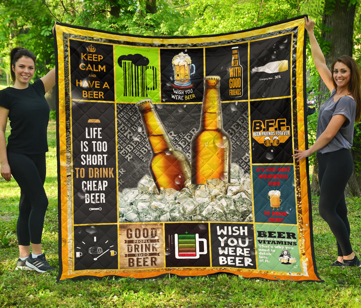 Cheers Drinking Beer Premium Quilt Blanket Hobby Home Decor Custom For Fans Nt032202