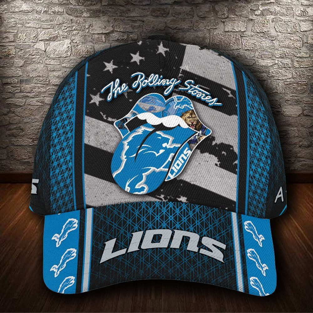 Personalized Detroit Lions The Rolling Stones All Over Print 3D Baseball Cap – Blue