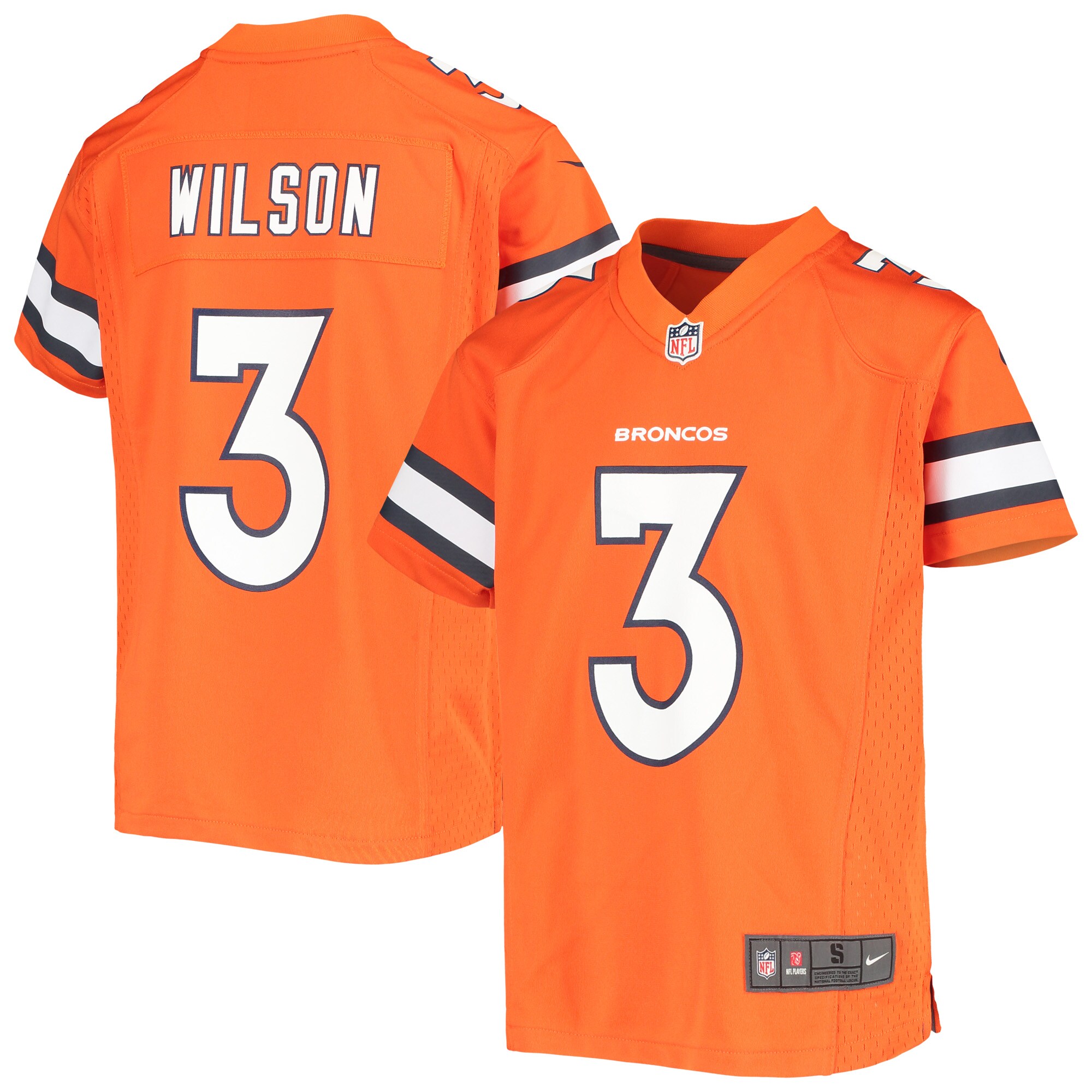 Youth Denver Broncos Russell Wilson Orange Game Jersey