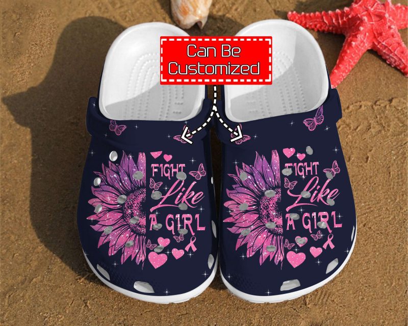 Sunflower Fight Like A Girl Sunflower Cancer Breast Unisex Clog Shoes