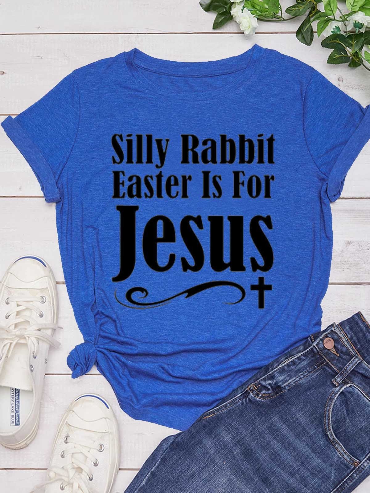 Women Silly Rabbit Easter Is For Jesus Easter Crewneck T-Shirt