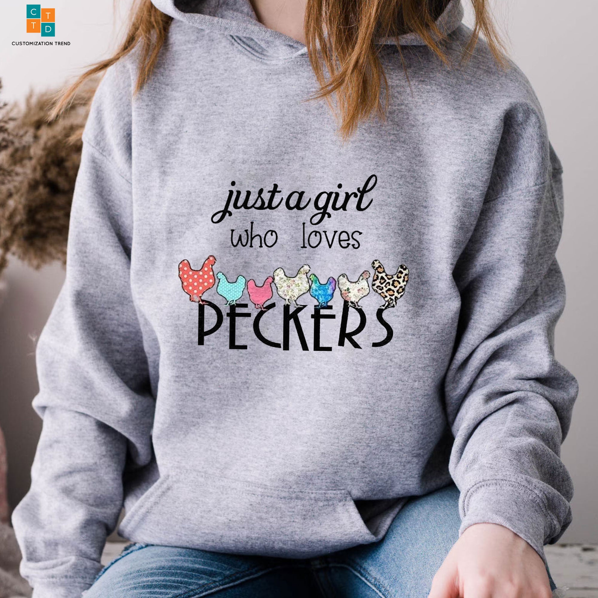 Just A Girl Who Loves Peckers, Chicken Farmer Hoodie, Shirt