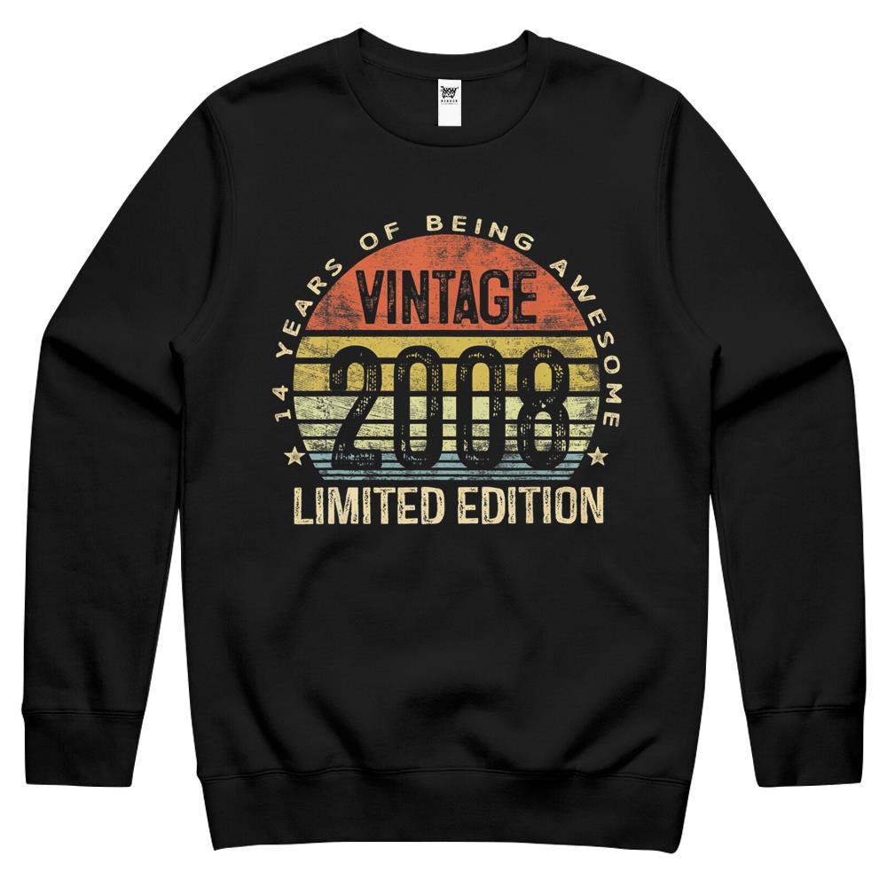 14 Year Old Gifts Vintage 2008 Limited Edition 14Th Birthday Crewneck Sweatshirt