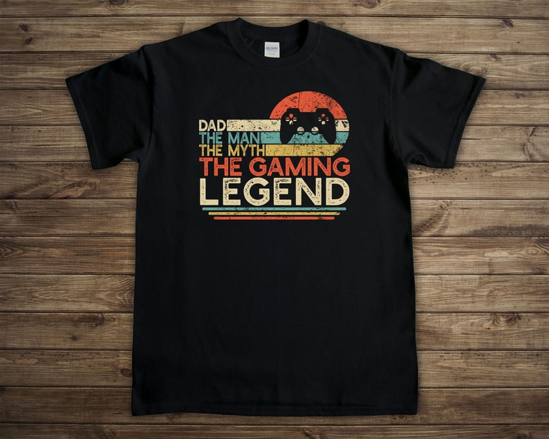 Dad The Man The Myth The Gaming Legend Shirt Men, Vintage Video Gamer Player Gamer Dad T-shirt, Online Game Playing