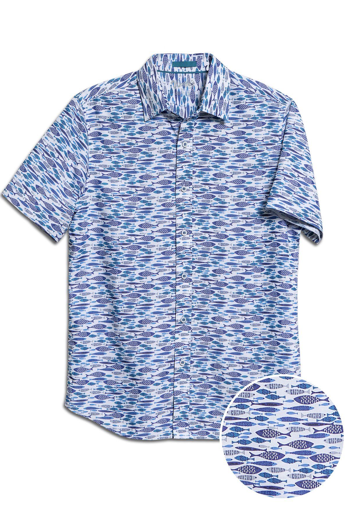 Fly Fish In Blues Hawaii Modal Shirt Ha51852