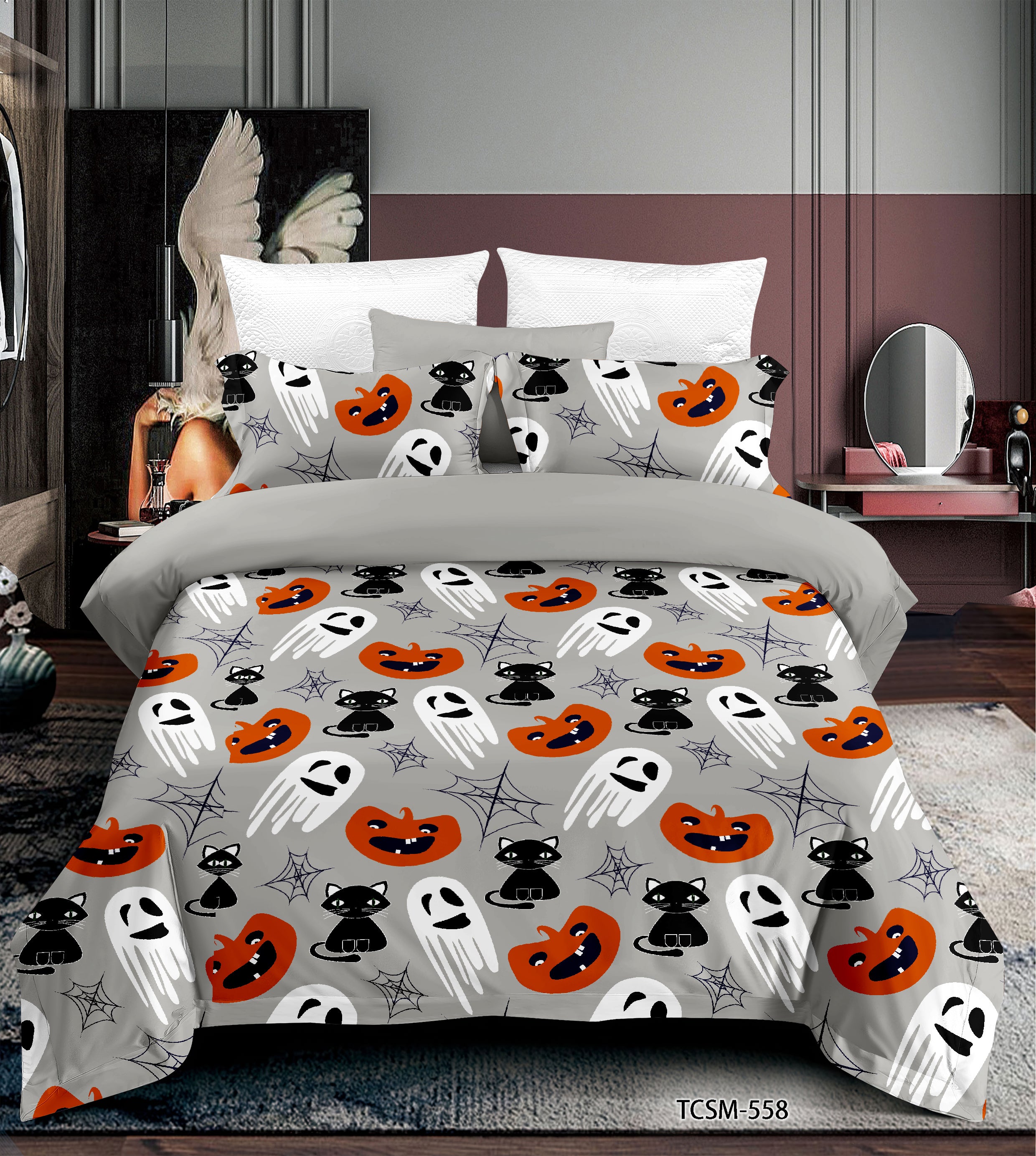 3D Halloween Pumpkin Ghost Quilt Cover Set Bedding Set Duvet Cover Pillowcases 85